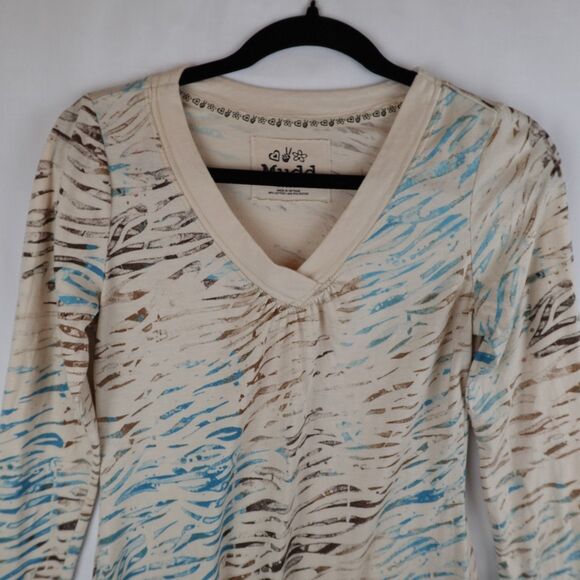 Mudd Vintage Shirt Womens Medium Long Sleeve Brown Blue Tan Animal Print Y2K 90s - Picture 8 of 11